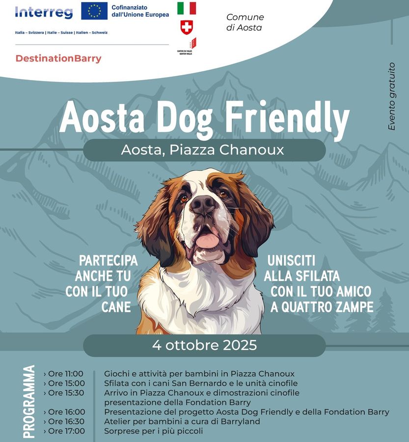 Aosta Dog Friendly, cani protagonisti in piazza Chanoux