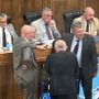 Esponenti della Giunta regionale durante una pausa del Consiglio Valle Esponenti della Giunta regionale durante una pausa del Consiglio Valle