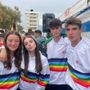 Aline Leger (prima da sn) insieme ai compagni di squadra in Spagna