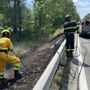 Domato incendio sterpaglie a ridosso della Statale 26 Domato incendio sterpaglie a ridosso della Statale 26