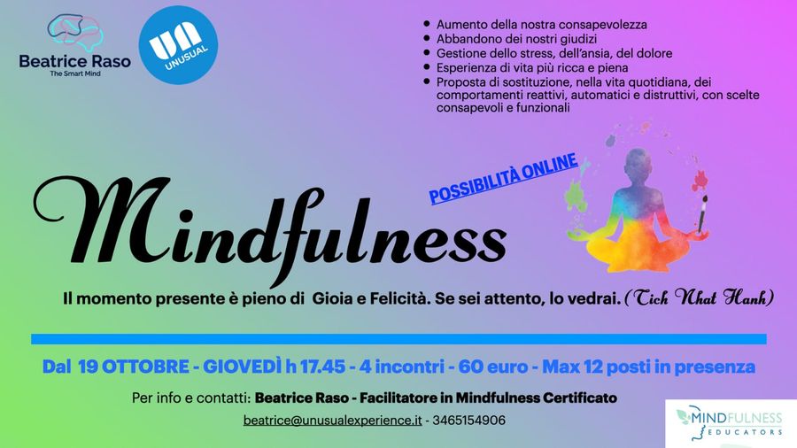 L'indiscutibile preparazione di Beatrice Raso nel corso base di Mindfulness L'indiscutibile preparazione di Beatrice Raso nel corso base di Mindfulness
