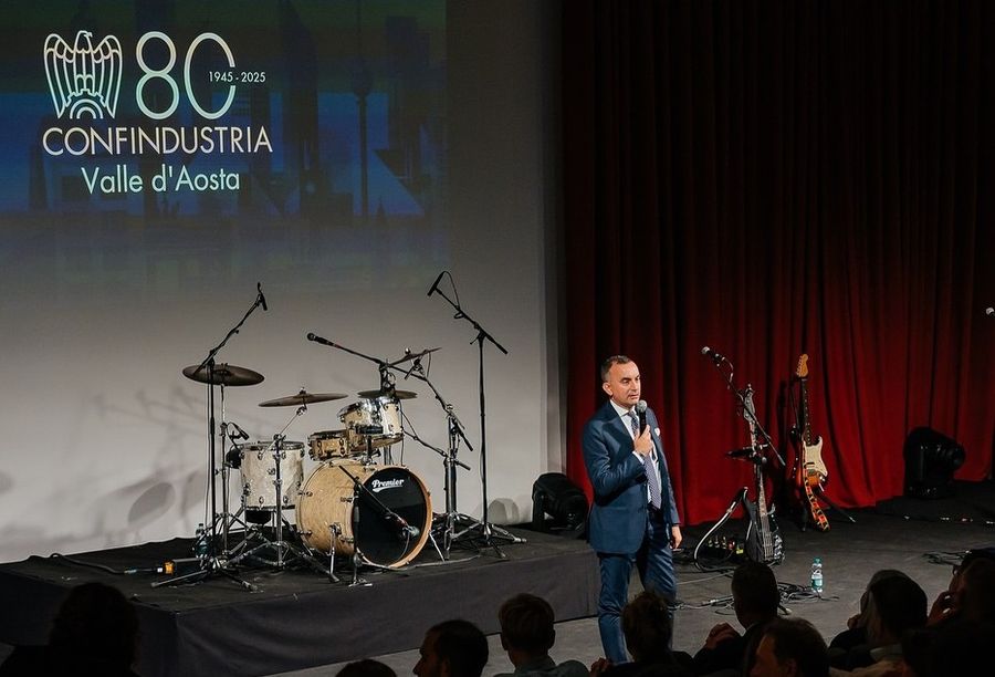 Francesco Turcato all'inaugurazione dell'anniversario per l'80esimo di Confindustria VdA, lo scorso 7 ottobre