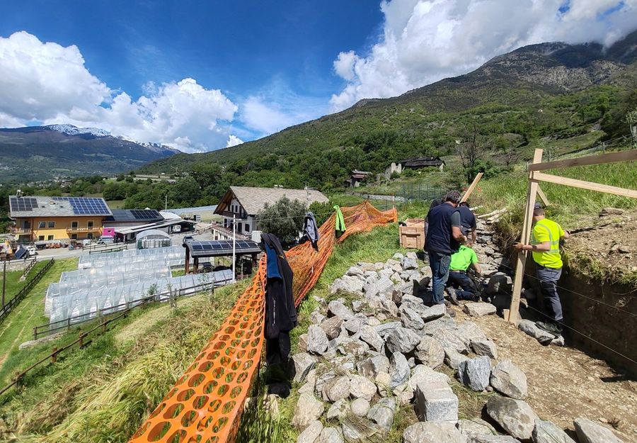 Un intervento di ripristino di muretto a secco nell'ambito del progetto GAL