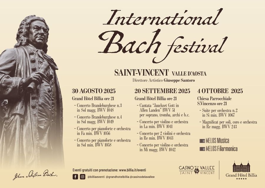 Al Grand Hotel Billia di St-Vincent l'International Bach festival 2025 Al Grand Hotel Billia di St-Vincent l'International Bach festival 2025