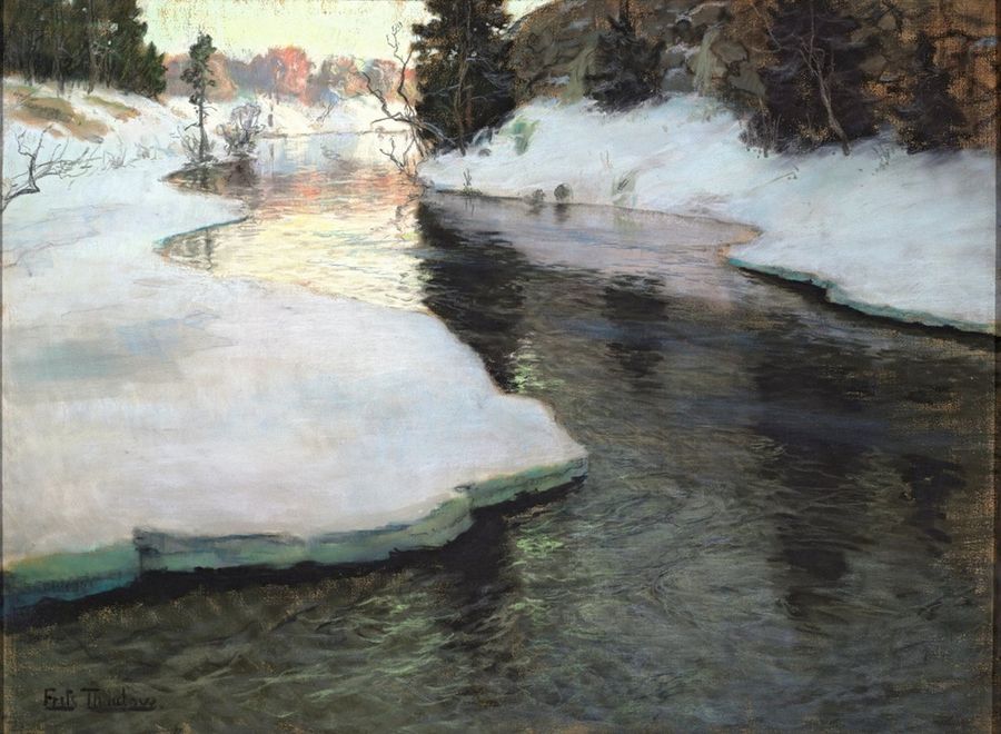 'Ruscello di montagna, Inverno'; 1898- Frits Thaulow (1847-1906) 'Ruscello di montagna, Inverno'; 1898- Frits Thaulow (1847-1906)
