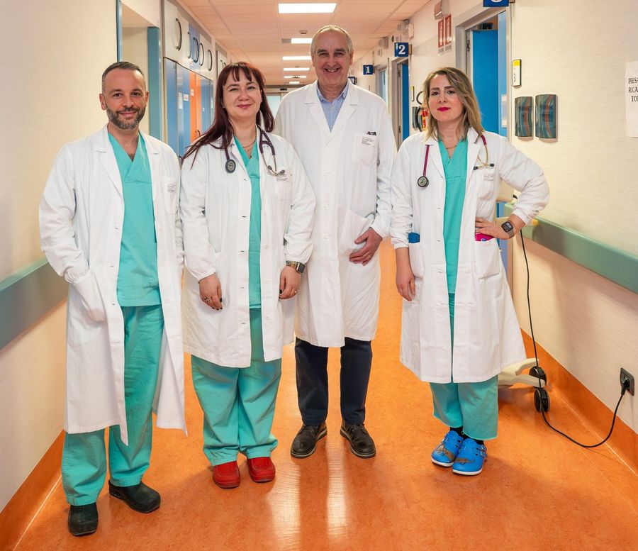 Da sn Luca Vaccaro, Francesca Lucchese, Franz De La Pierre (Direttore della SC Geriatria) e Fiamma Burgassi