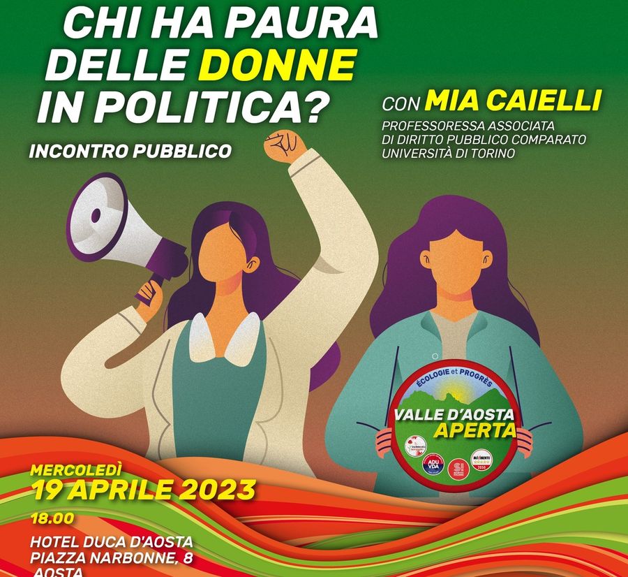 'Chi ha paura delle donne in politica?', incontro pubblico organizzato da VdA Aperta 'Chi ha paura delle donne in politica?', incontro pubblico organizzato da VdA Aperta