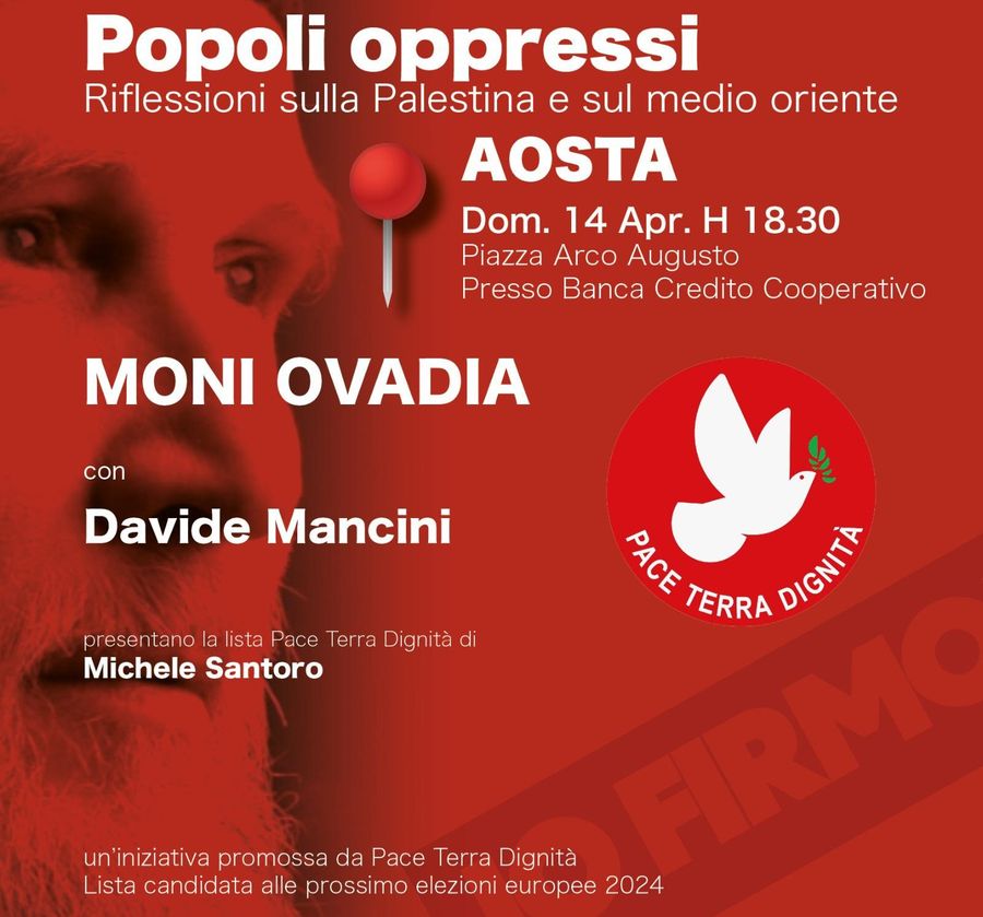 Elezioni Europee, Moni Ovadia ad Aosta per promuovere la lista 'Pace Terra Dignità'