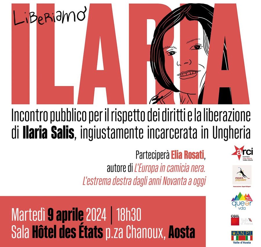 Ad Aosta iniziativa pubblica per Ilaria Salis Ad Aosta iniziativa pubblica per Ilaria Salis