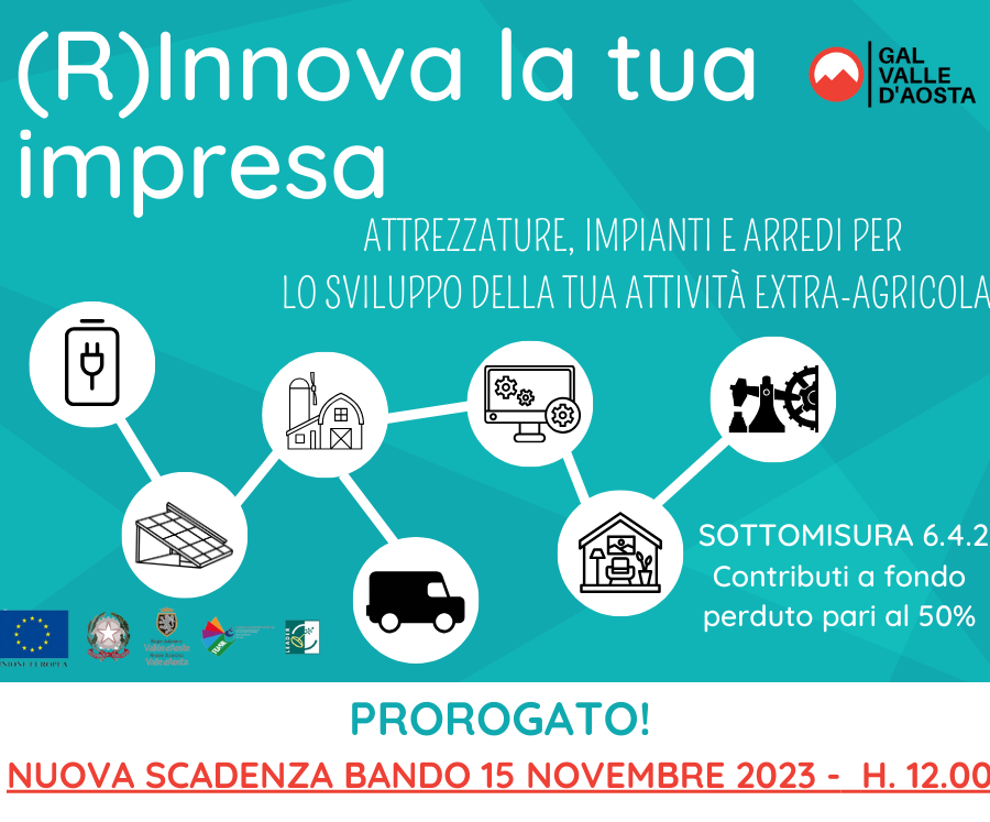 Prorogato il bando Gal '(R)Innova la tua impresa'
