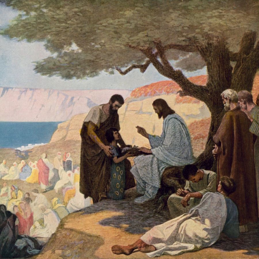 'Gesù e il miracolo della moltiplicazione dei pani e dei pesci', 1909-Gebhard Fugel