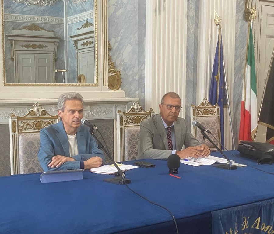 Il sindaco di Aosta, Gianni Nuti e l'assessore ai Lavori pubblici Corrado Cometto
