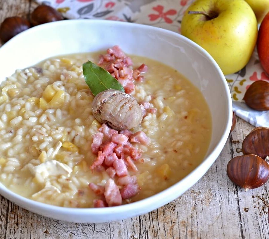 Squisito risotto alle castagne e pancetta; Cinzia Raso e la sua Pagina del Goloso