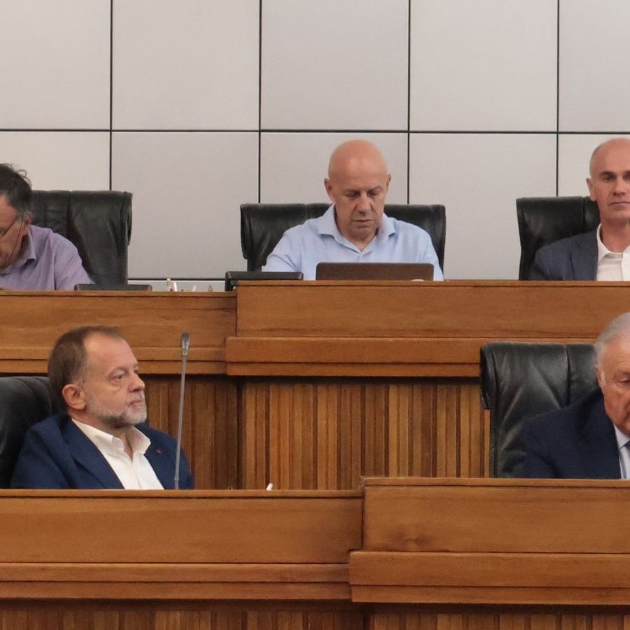In primo piano da sn il direttore e il presidente di Confcommercio VdA, Adriano Valieri e Graziano Dominidiato