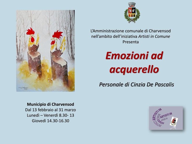'Artisti in Comune', a Charvensod gli acquarelli di Cinzia De Pascalis