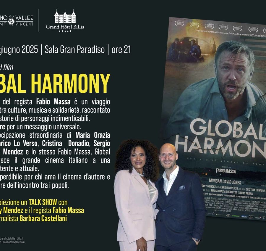'Global Harmony', proiezione evento e talk show con Fabio Massa e Denny Mendez al G.H. Billia