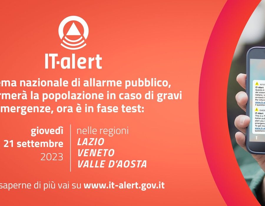 Giovedì 21 in Valle i test del sistema di allarme pubblico IT Alert