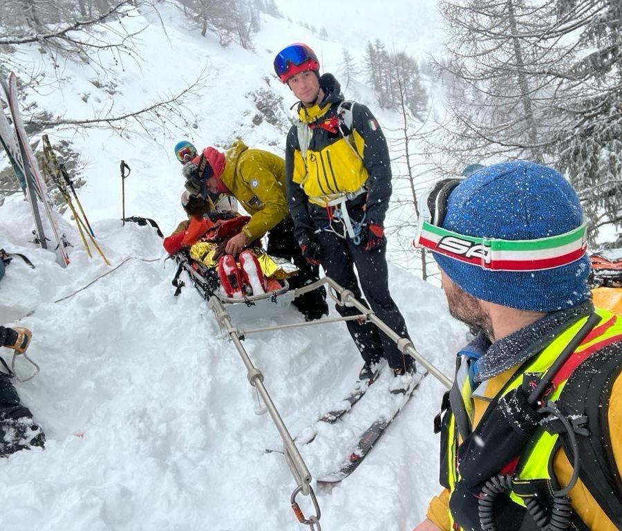 Soccorso freerider caduto nella zona del Pavillon di Courmayeur