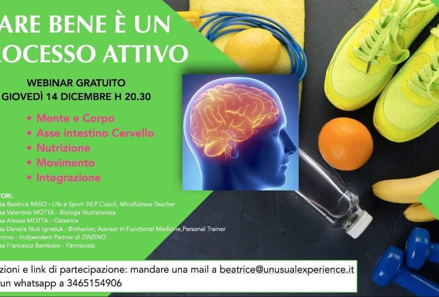 Stare bene è un processo attivo; 'salutare' webinar di Beatrice Raso