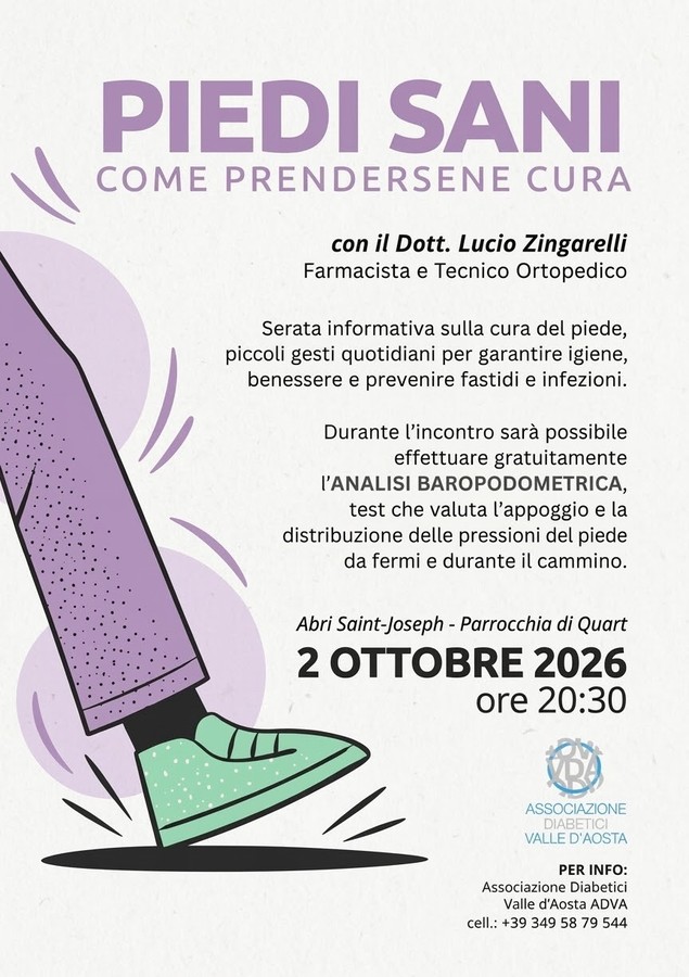 Una serata dedicata alla salute dei piedi con l’associazione ADVA Una serata dedicata alla salute dei piedi con l’associazione ADVA