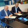 Da sn Graziano Dominidiato presidente Fipe Confcommercio VdA ed Enrico De Girolamo, presidente e Amministratore delegato CVA Energie