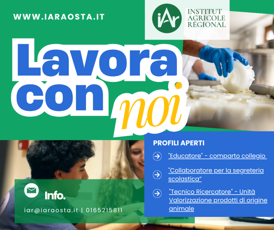 Institut Agricole Régional, tre avvisi pubblici per nuove figure professionali Institut Agricole Régional, tre avvisi pubblici per nuove figure professionali