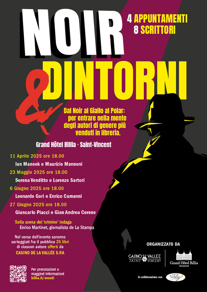 'Noir e dintorni' al G.H. Billia quattro incontri con i maestri del brivido