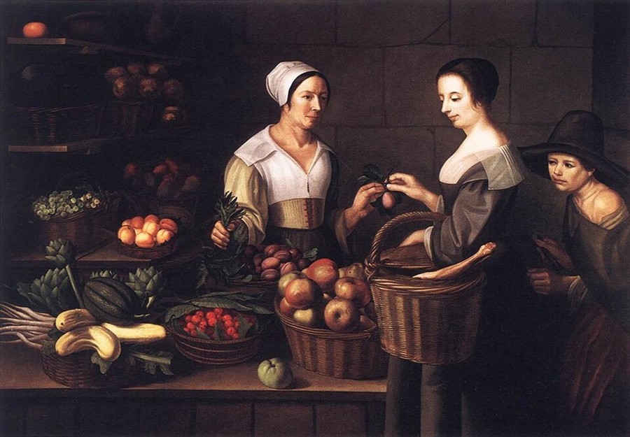 Louise Moillon- Scena al mercato con borseggiatore - 1630 Louise Moillon- Scena al mercato con borseggiatore - 1630