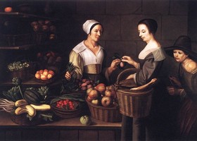 Louise Moillon- Scena al mercato con borseggiatore - 1630 Louise Moillon- Scena al mercato con borseggiatore - 1630