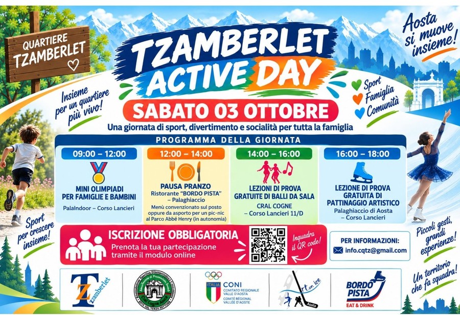 Tzamberlet Active Day, il 3 ottobre una giornata di sport e incontri aperta alla città Tzamberlet Active Day, il 3 ottobre una giornata di sport e incontri aperta alla città