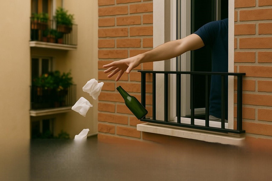 Il balcone non è una discarica; quando l’inciviltà diventa reato penale