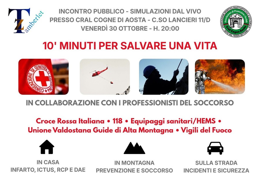 '10 minuti per salvare una vita'; al Cral Cogne una serata sulle emergenze '10 minuti per salvare una vita'; al Cral Cogne una serata sulle emergenze