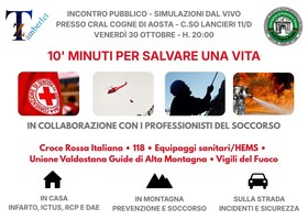 '10 minuti per salvare una vita'; al Cral Cogne una serata sulle emergenze