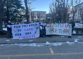 Attivisti Anpav in presidio di fronte al tribunale di Aosta