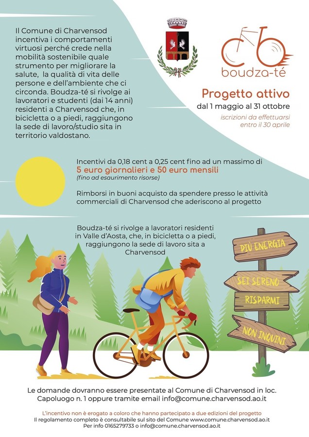 Charvensod rilancia 'Boudza-té', incentivi per chi va al lavoro a piedi o in bici