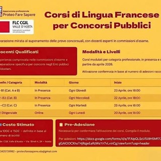 Francese per insegnare, Flc Cgil VdA organizza un corso di preparazione all'accertamento linguistico
