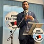 Marco Carrel ha parlato alla platea per oltre 25 minuti ricordando alcuni passaggi recenti della politica locale e sferzando 'i nemici dell'Autonomia e quelli che hanno la memoria troppo corta'