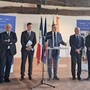 L'assessore Caveri (primo da sn) durante l'intervento del Comitato di sorveglianza