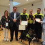 Benemerenza nazionale ai Vigili del fuoco valdostani e al cane Teo Benemerenza nazionale ai Vigili del fuoco valdostani e al cane Teo