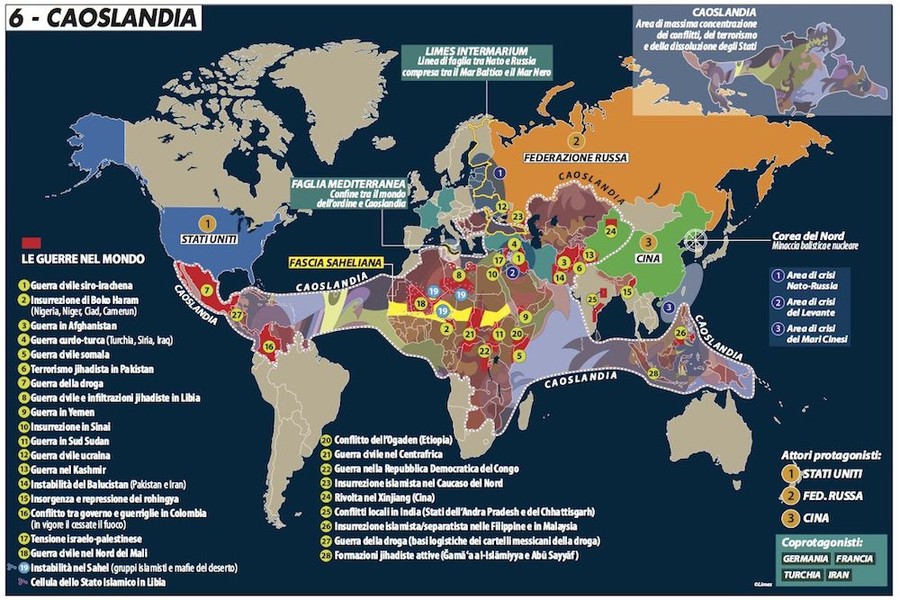 Le guerre nel mondo: la mappa di Caoslandia (per concessione credit Limes)