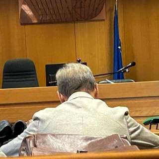 Ezio Colliard in aula attende l'inizio dell'udienza di Appello