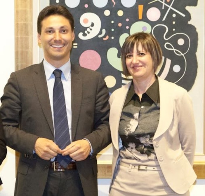 Carla Fiou insieme a Laurent Vierin all'inaugurazione della mostra su Kandinsky nel 2012 Carla Fiou insieme a Laurent Vierin all'inaugurazione della mostra su Kandinsky nel 2012