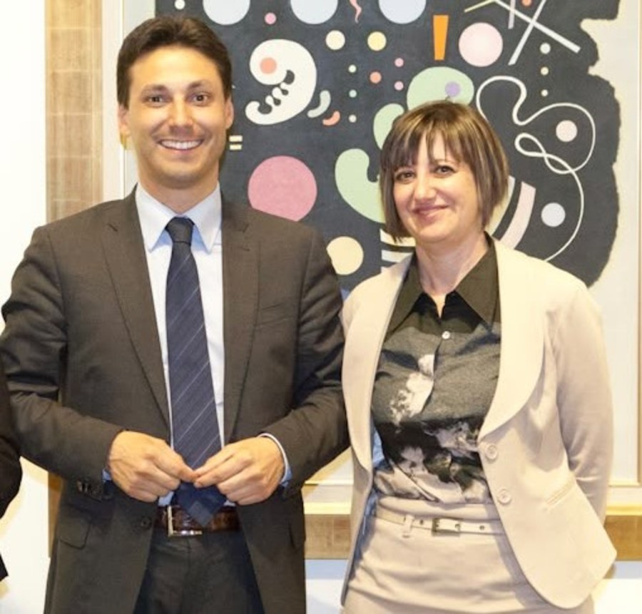 Carla Fiou insieme a Laurent Vierin all'inaugurazione della mostra su Kandinsky nel 2012