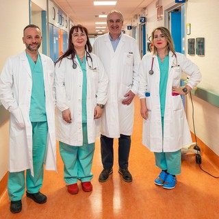 Da sn Luca Vaccaro, Francesca Lucchese, Franz De La Pierre (Direttore della SC Geriatria) e Fiamma Burgassi