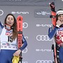 Sofia Goggia e Federica Brignone su un podio in CdM (foto di archivio)
