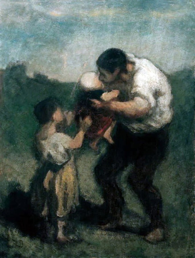 'Il bacio, padre e figli' (1845-1848), Honoré Daumier