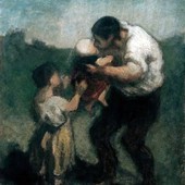 'Il bacio, padre e figli' (1845-1848), Honoré Daumier