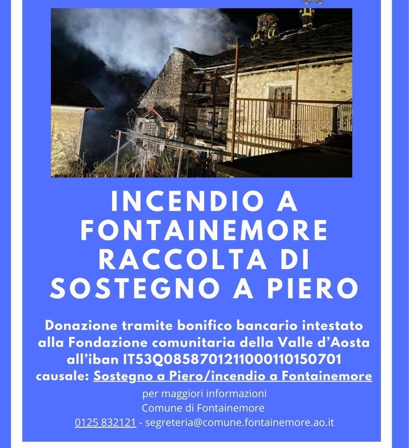 Incendio a Planaz di Fontainemore, raccolta fondi per aiutare Piero a ripartire