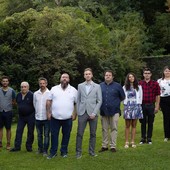 Michel Borettaz (al centro) insieme ai colleghi di lista