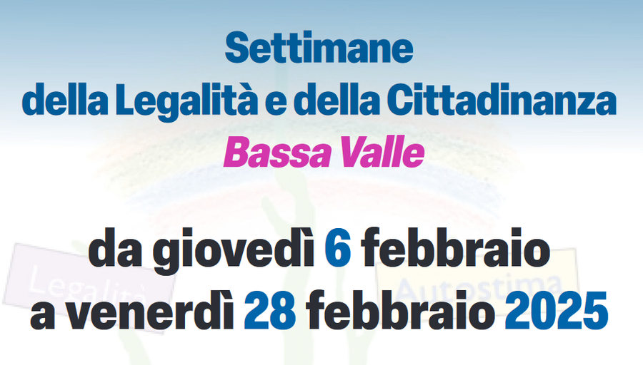 Al via da oggi le 'Settimane della legalità e della cittadinanza bassa Valle'